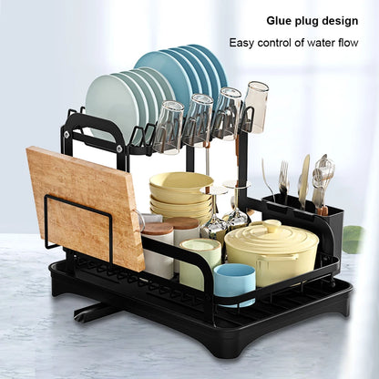 Kitchen 2 Tier Dish Bowl Drainer Storage Rack
