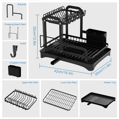 Kitchen 2 Tier Dish Bowl Drainer Storage Rack